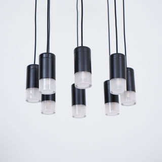 Lustra Lustre Lignes Noir Structure Métallique LED