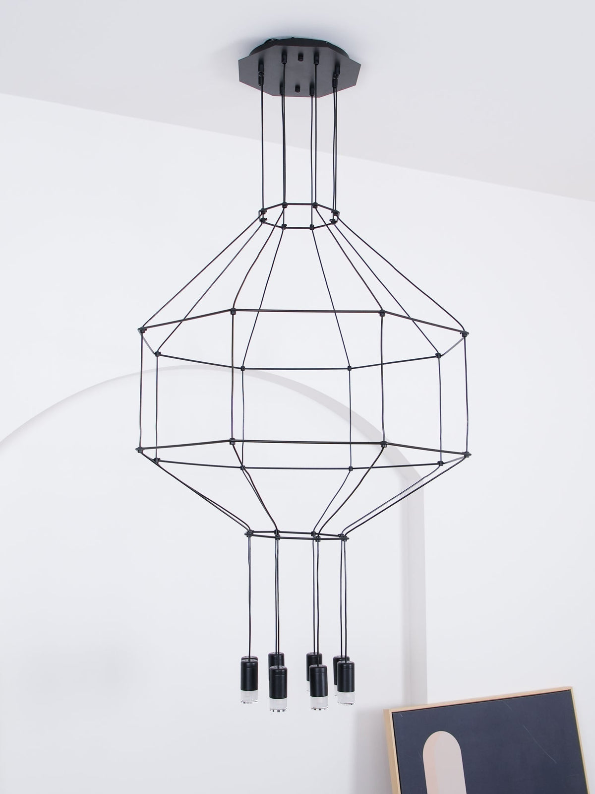 Soloris Lustre Lignes Noir Structure Métallique LED