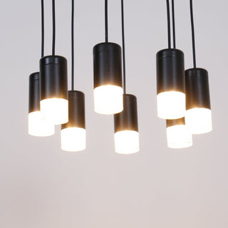 Lustra Lustre Lignes Noir Structure Métallique LED