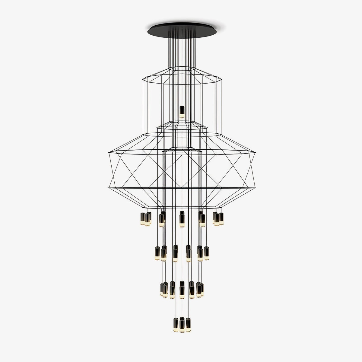 Soloris Lustre Lignes Noir Structure Métallique LED