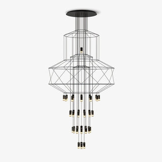 Lustra Lustre Lignes Noir Structure Métallique LED