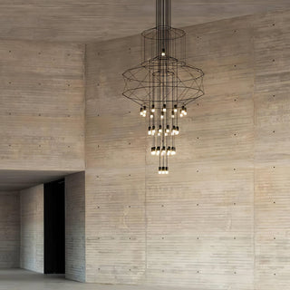 Lustra Lustre Lignes Noir Structure Métallique LED