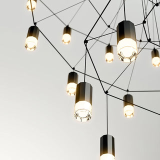 Lustra Lustre Lignes Noir Structure Métallique LED