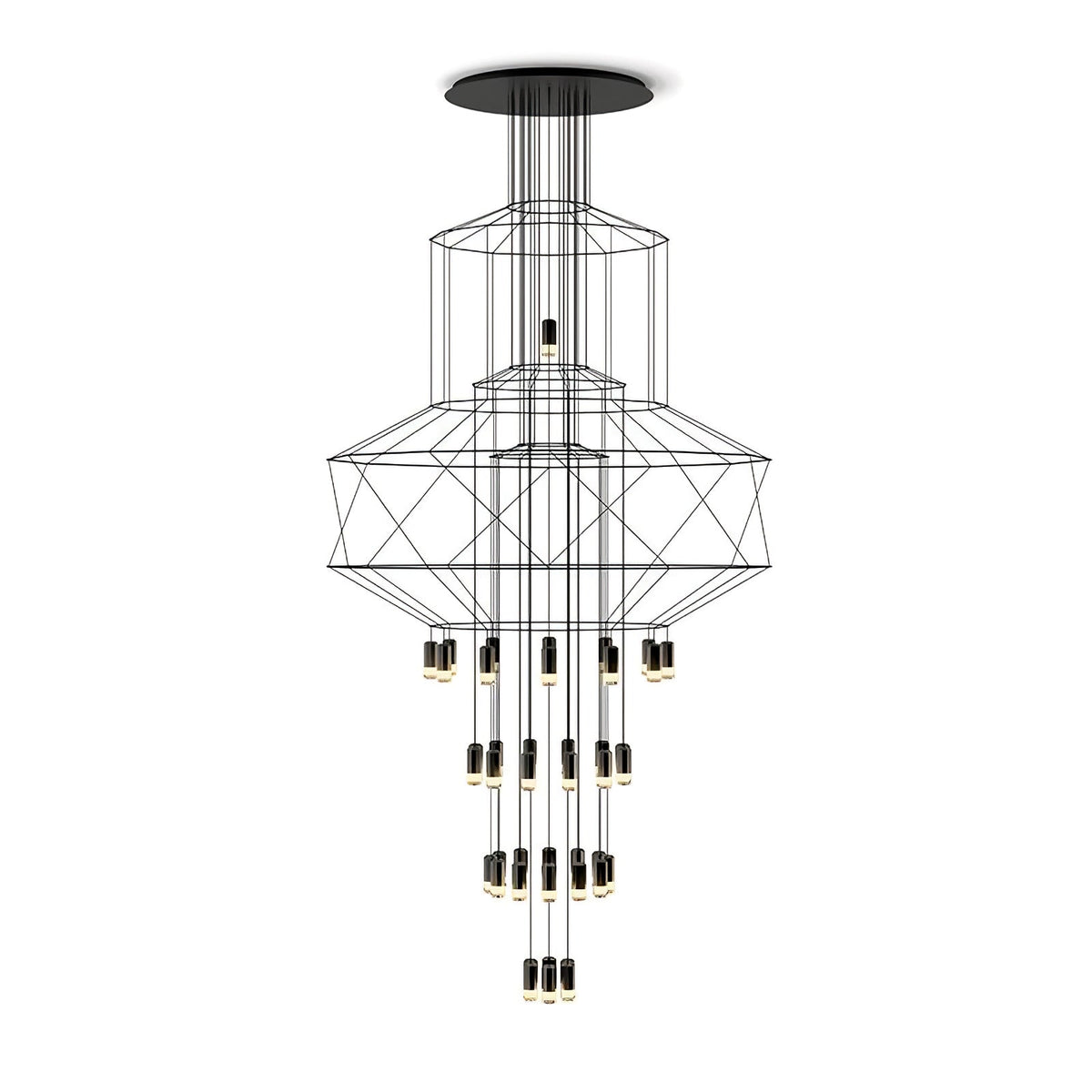 Soloris Lustre Lignes Noir Structure Métallique LED