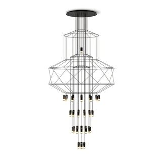 Lustra Lustre Lignes Noir Structure Métallique LED