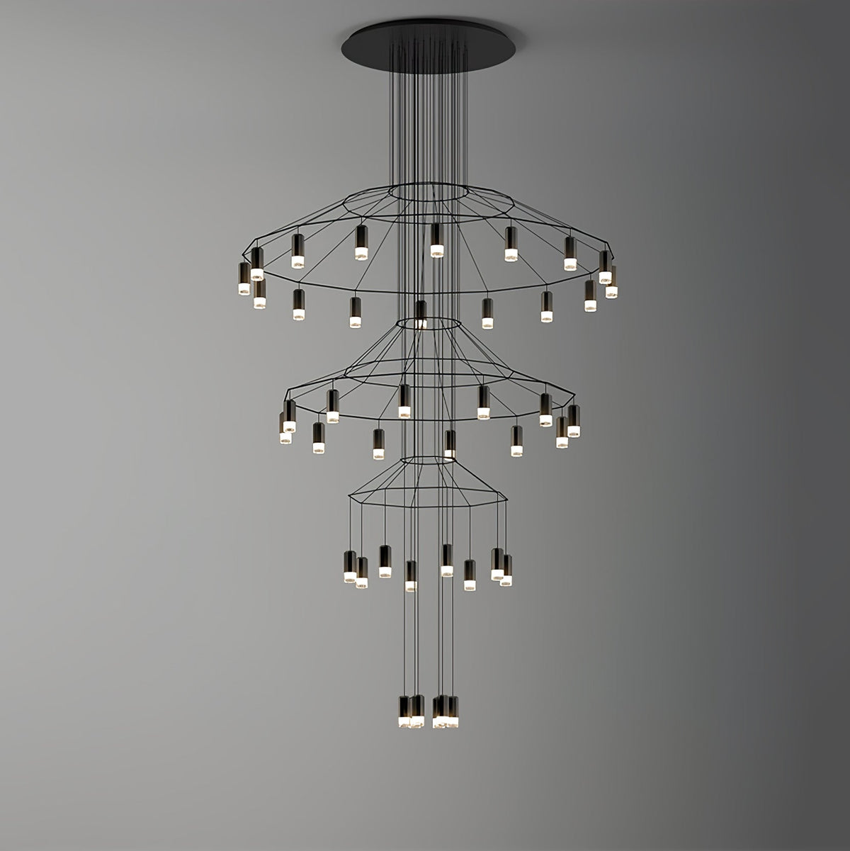 Soloris Lustre Lignes Noir Structure Métallique LED