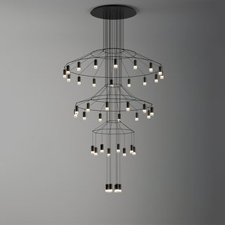 Lustra Lustre Lignes Noir Structure Métallique LED