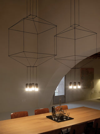 Lustra Lustre Lignes Noir Structure Métallique LED