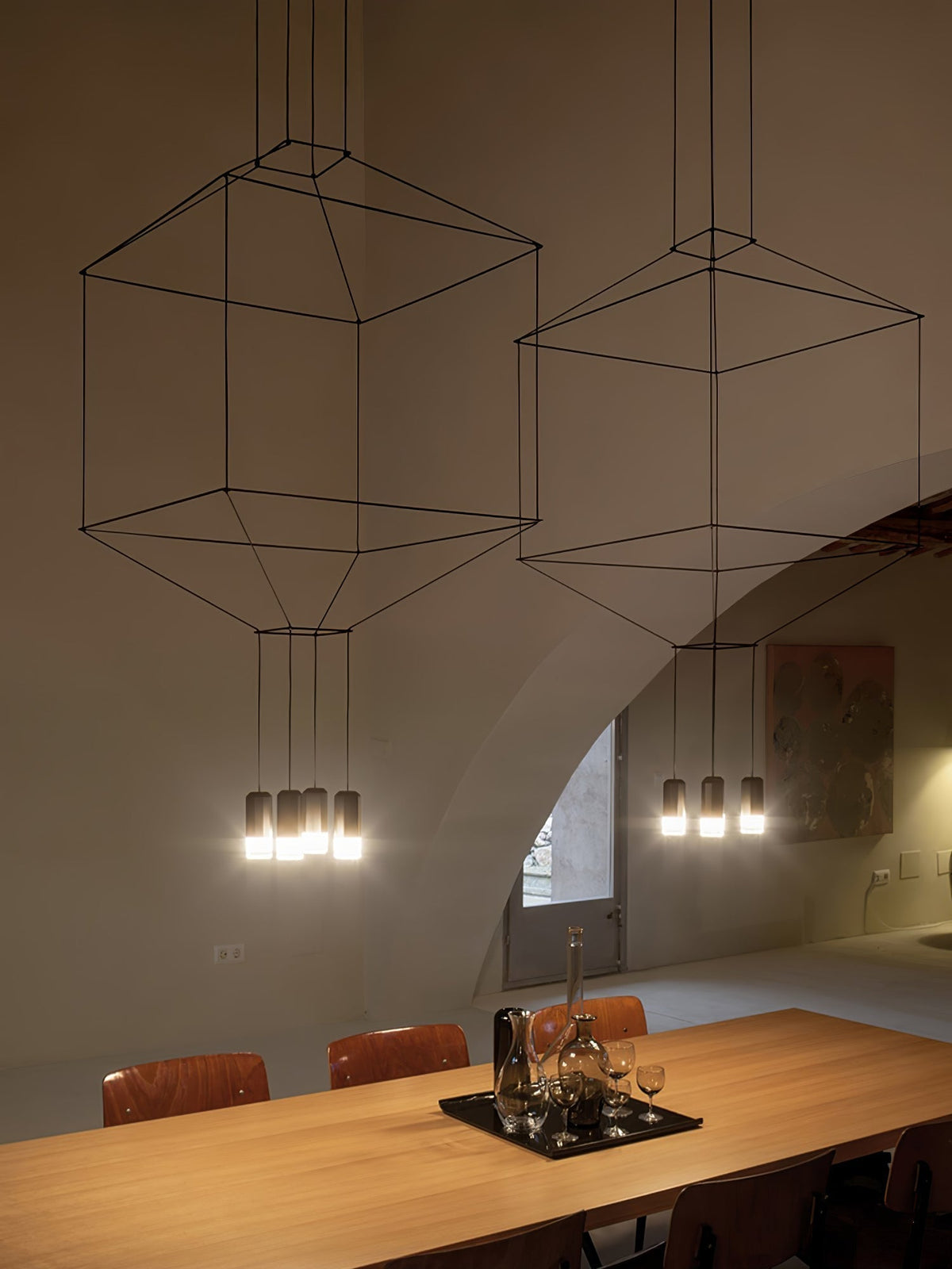Quineira Suspension Géométrique en Fil Noir LED