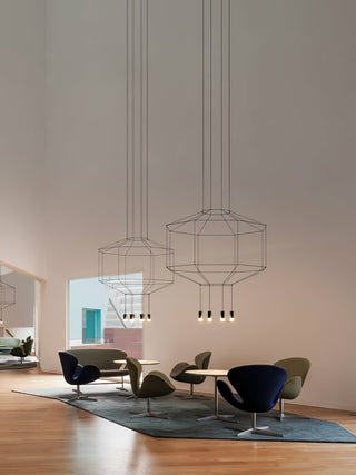 Lustra Suspension Géométrique en Fil Noir LED