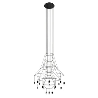 Lustra Lustre Lignes Noir Structure Métallique LED