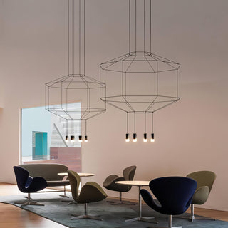 Lustra Lustre Lignes Noir Structure Métallique LED