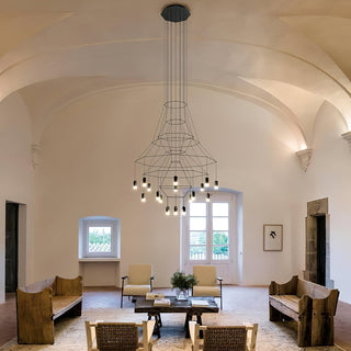 Lustra Lustre Lignes Noir Structure Métallique LED