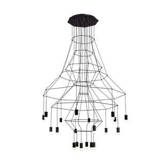 Lustra Lustre Lignes Noir Structure Métallique LED