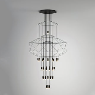 Lustra Lustre Lignes Noir Structure Métallique LED