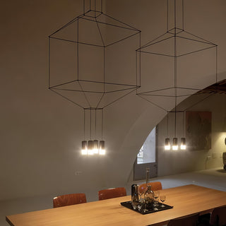 Lustra Suspension Géométrique en Fil Noir LED
