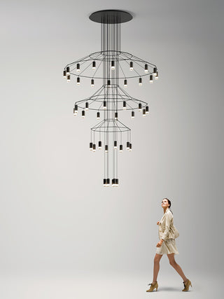 Lustra Lustre Lignes Noir Structure Métallique LED
