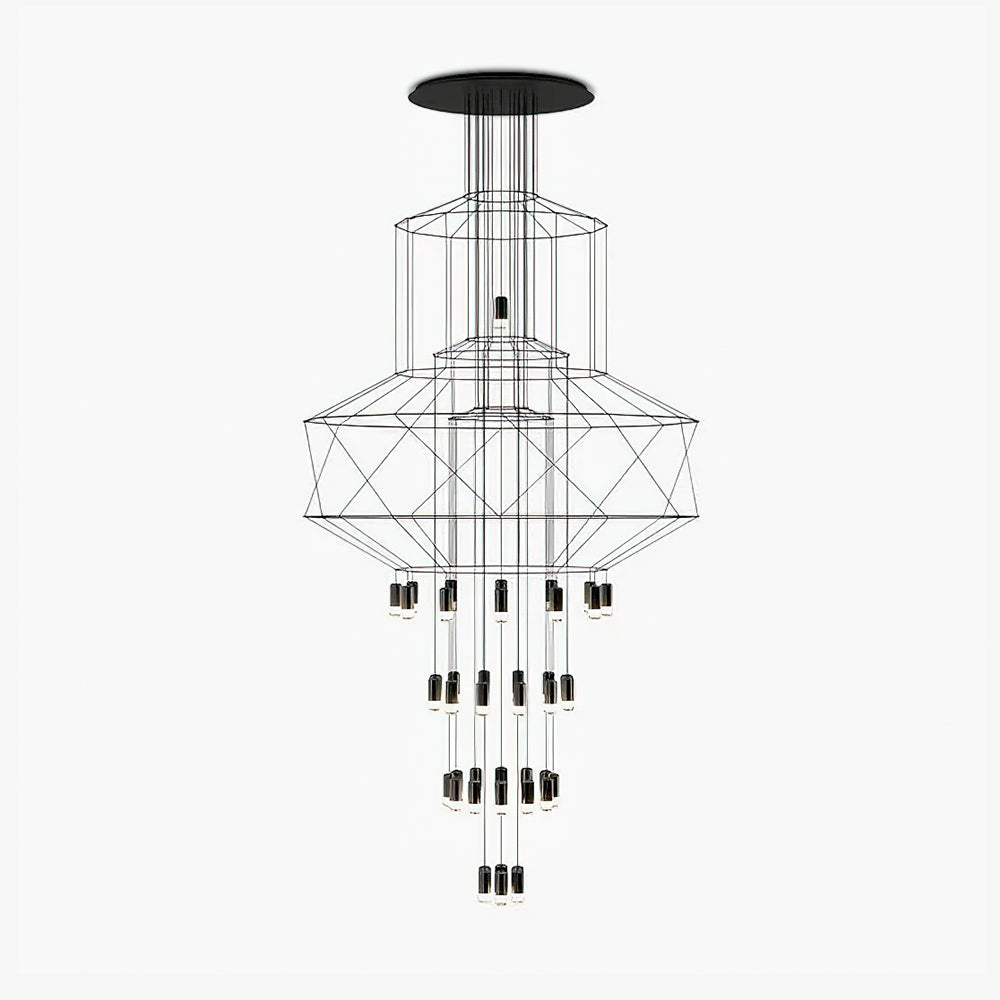 Soloris Lustre Lignes Noir Structure Métallique LED
