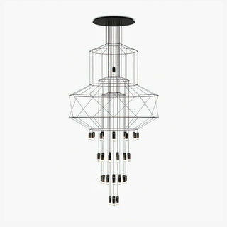 Lustra Lustre Lignes Noir Structure Métallique LED