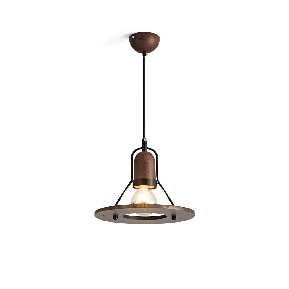 Lioren Pendant Lamp in black and walnut finish, shown from the front.