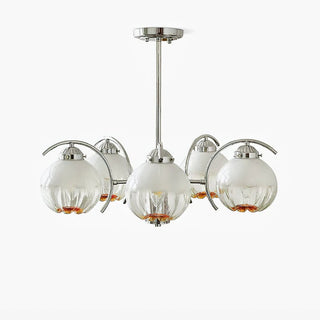 Lustre Bras Courbés en Chrome avec Abat-jours en Globe Givré