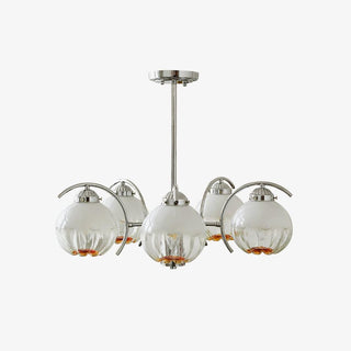 Lustre Bras Courbés en Chrome avec Abat-jours en Globe Givré