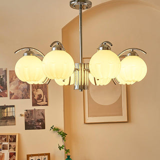 Lustre Bras Courbés en Chrome avec Abat-jours en Globe Givré