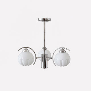 Lustre Bras Courbés en Chrome avec Abat-jours en Globe Givré