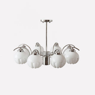 Lustre Bras Courbés en Chrome avec Abat-jours en Globe Givré