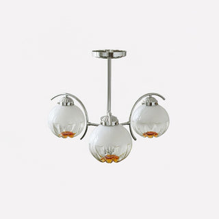 Lustre Bras Courbés en Chrome avec Abat-jours en Globe Givré