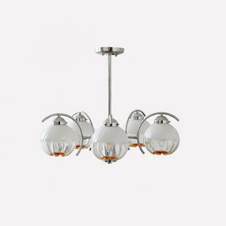 Lustre Bras Courbés en Chrome avec Abat-jours en Globe Givré