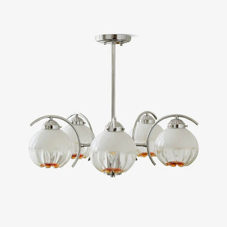 Lustre Bras Courbés en Chrome avec Abat-jours en Globe Givré