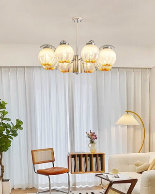 Lustre Bras Courbés en Chrome avec Abat-jours en Globe Givré