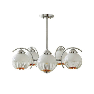 Lustre Bras Courbés en Chrome avec Abat-jours en Globe Givré