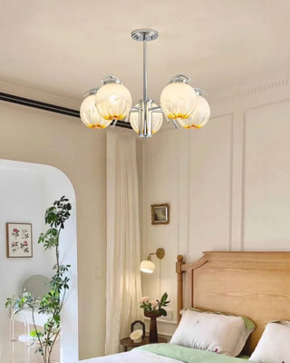 Lustre Bras Courbés en Chrome avec Abat-jours en Globe Givré