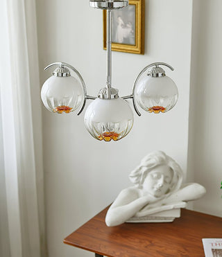 Lustre Bras Courbés en Chrome avec Abat-jours en Globe Givré