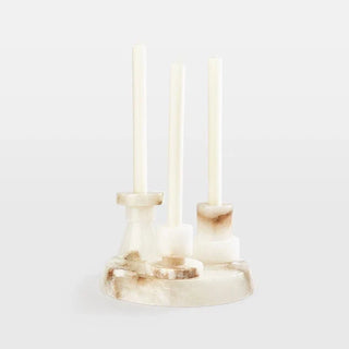 Lithia Tier Marble Candle Holder-Neutral Decor