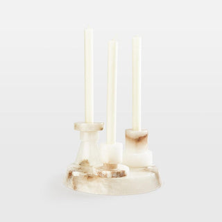 Lithia Tier Marble Candle Holder-Neutral Decor