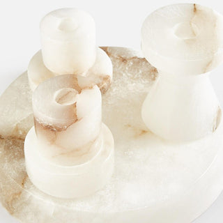 Lithia Tier Marble Candle Holder-Neutral Decor