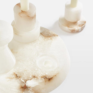 Lithia Tier Marble Candle Holder-Neutral Decor