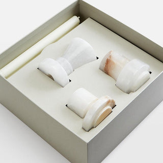 Lithia Tier Marble Candle Holder-Neutral Decor