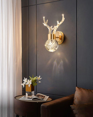 Timber Lampe Murale en Cristal de Cerf de Luxe Postmoderne