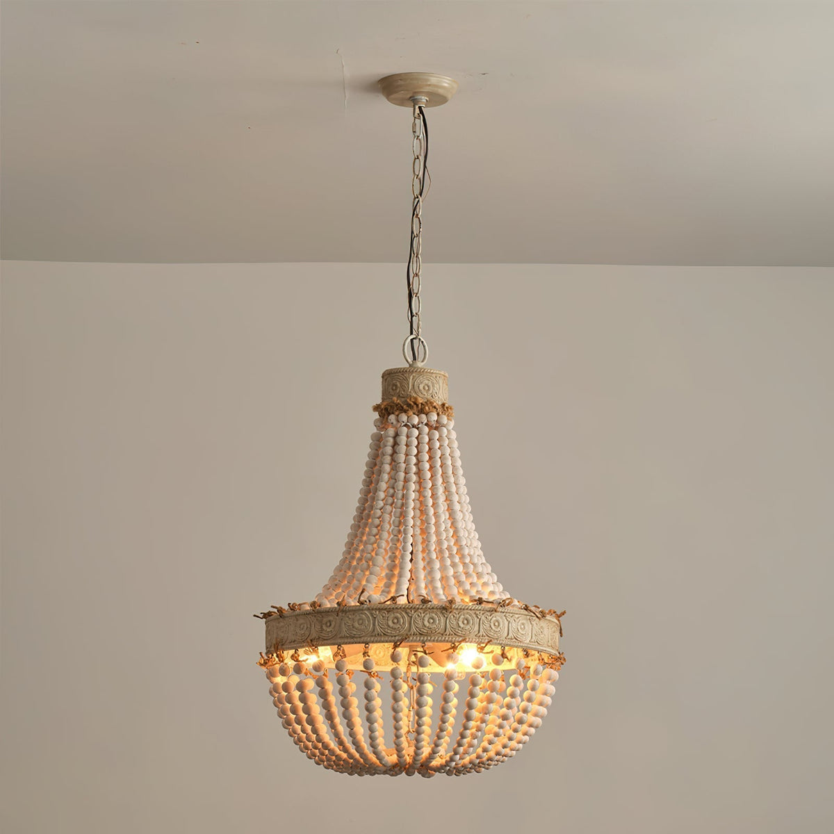 Ulvararis Lustre en Métal et Bois Perlé de Luxe Postmoderne