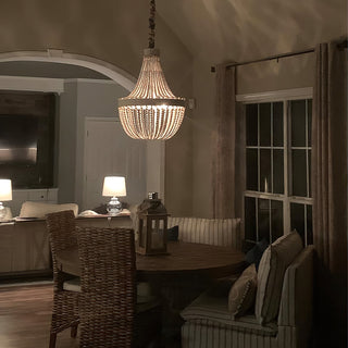 Ulvararis Lustre en Métal et Bois Perlé de Luxe Postmoderne