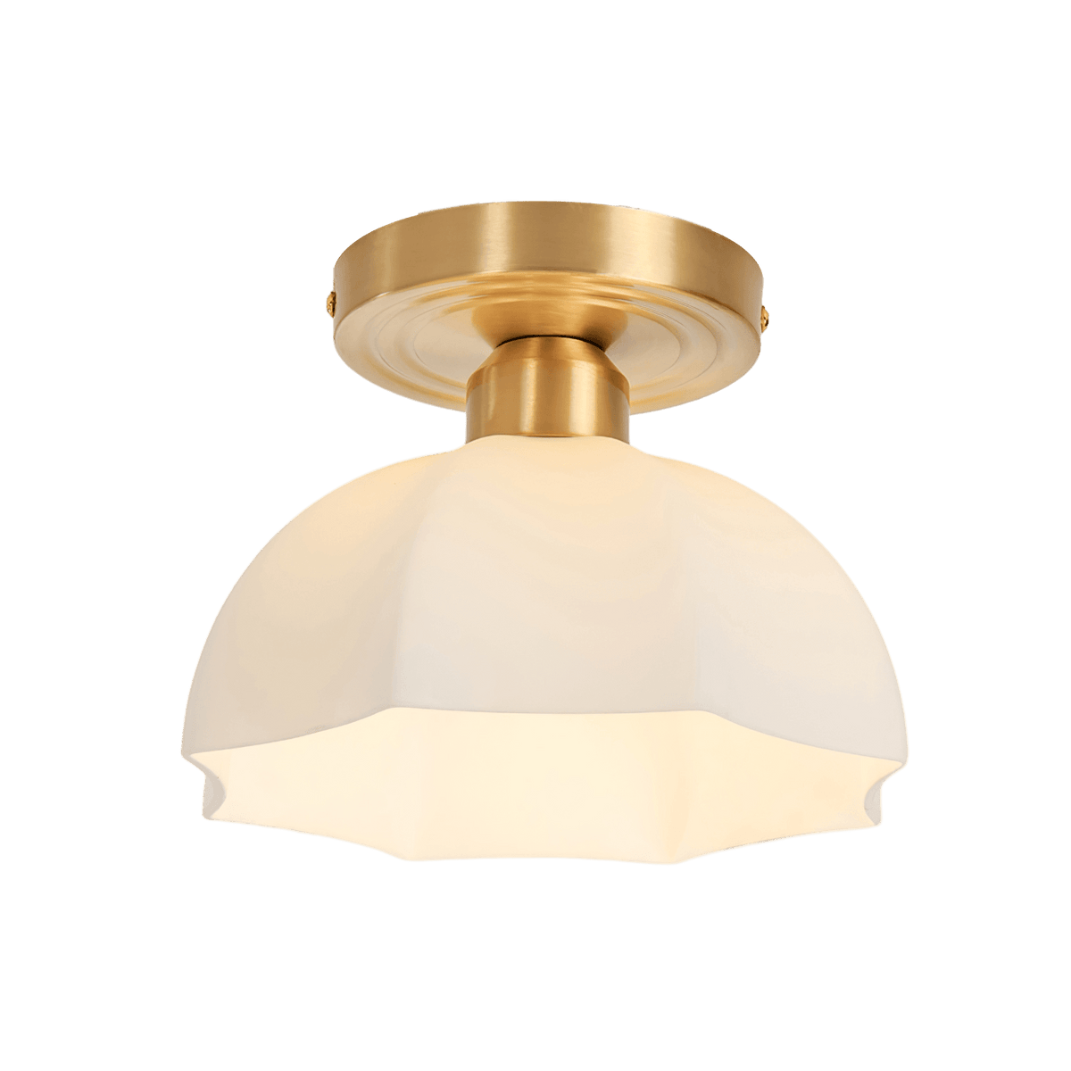 Veya Brass Base and Opal Glass Flush Mount Ceiling Light-Neutral Decor