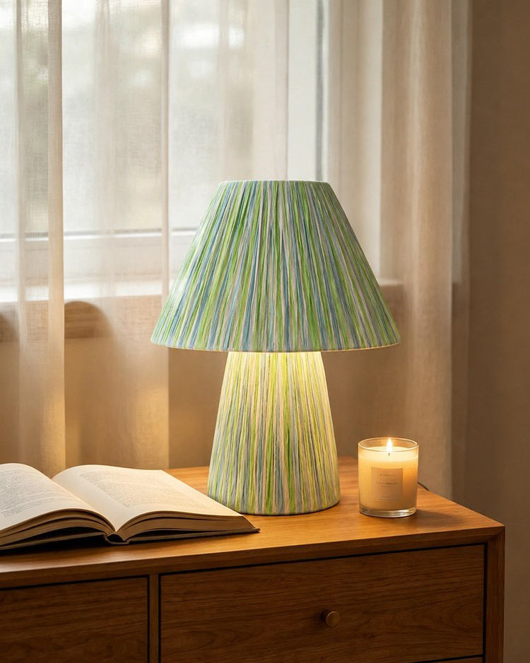 Liorisella Lampe de Table en Paille avec Rayures