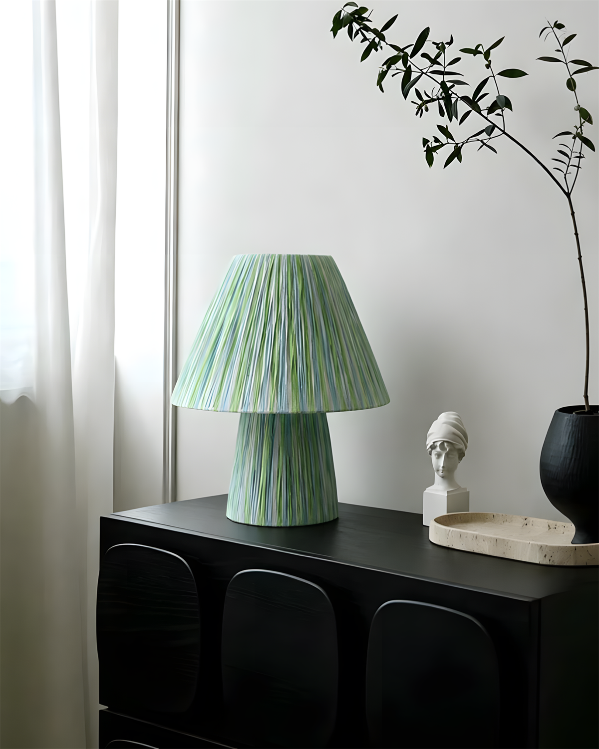 Liorisella Lampe de Table en Paille avec Rayures