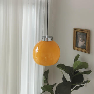 Valentina Globe LED Suspension Jaune Métal Verre Salon Chambre à Coucher