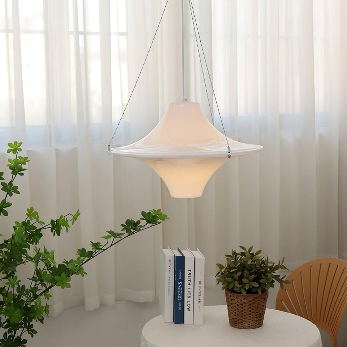 Kaleria Lampe suspendue en acrylique en forme d'OVNI pour salon contemporain