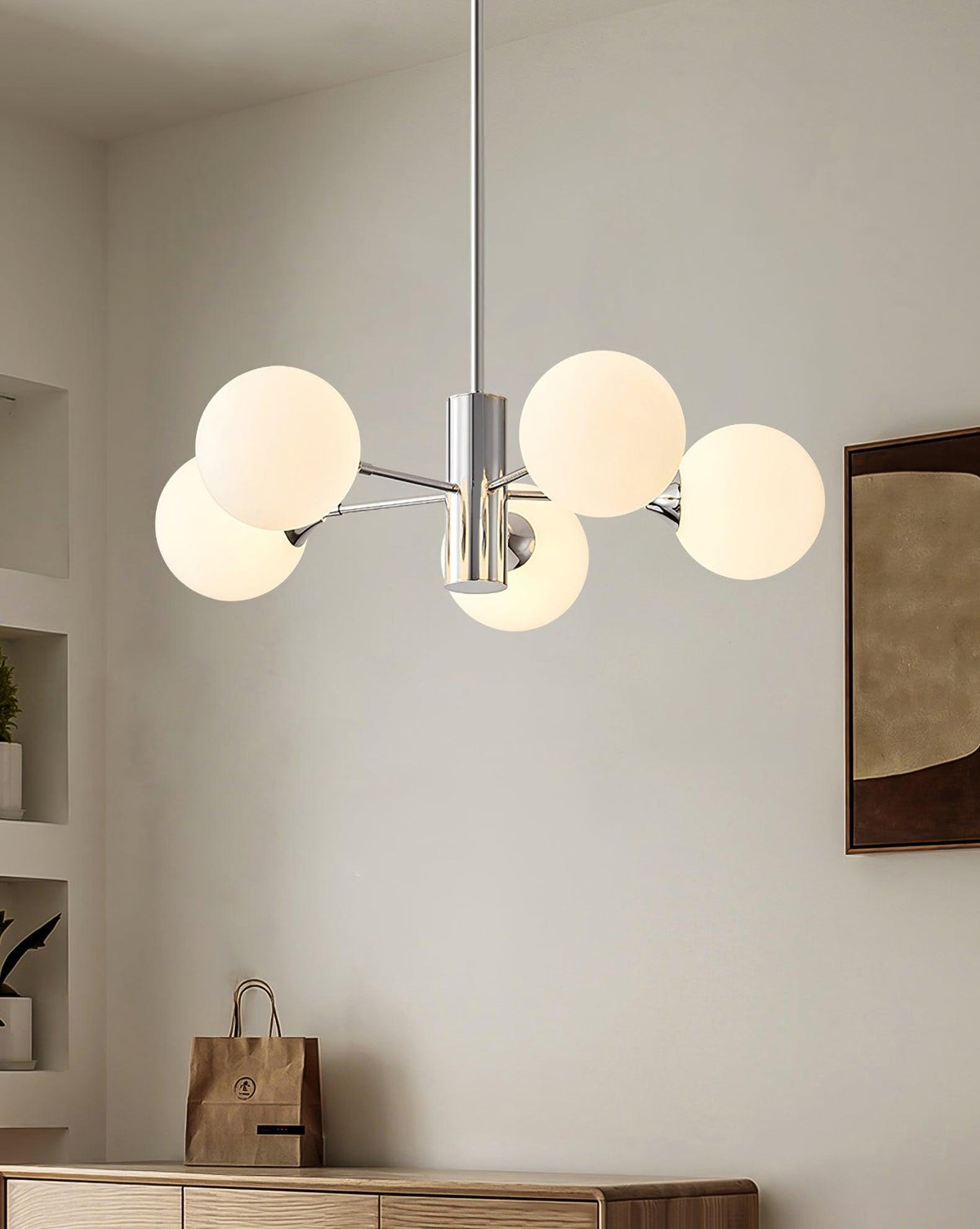 Nerira Lustre Globe en Verre Chromé
